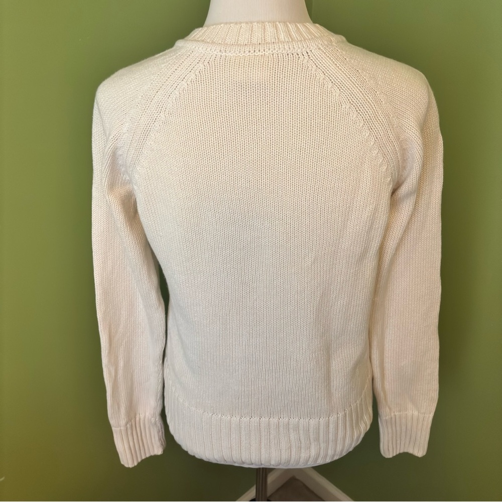 Lacoste Women's Ivory Crew Neck Sweater Needs Repair - Picture 4 of 8